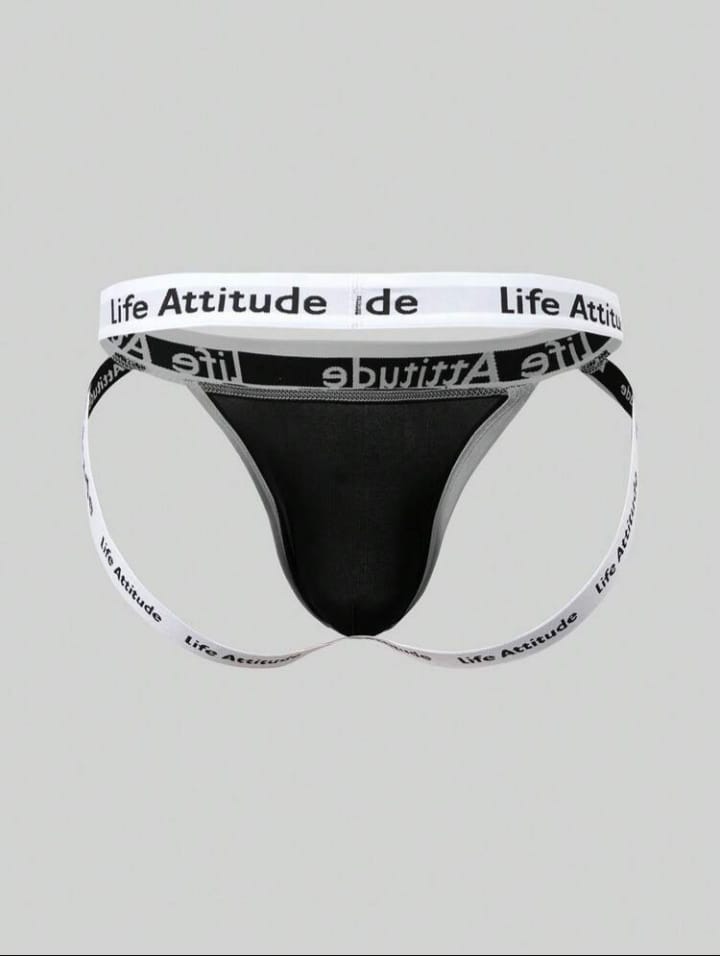 Men's Naughty Letter Striped Jockstrap